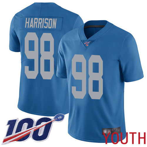 Detroit Lions Limited Blue Youth Damon Harrison Alternate Jersey NFL Football #98 100th Season Vapor Untouchable->youth nfl jersey->Youth Jersey
